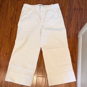 Zara Off-White Wide-Leg Crop Trousers